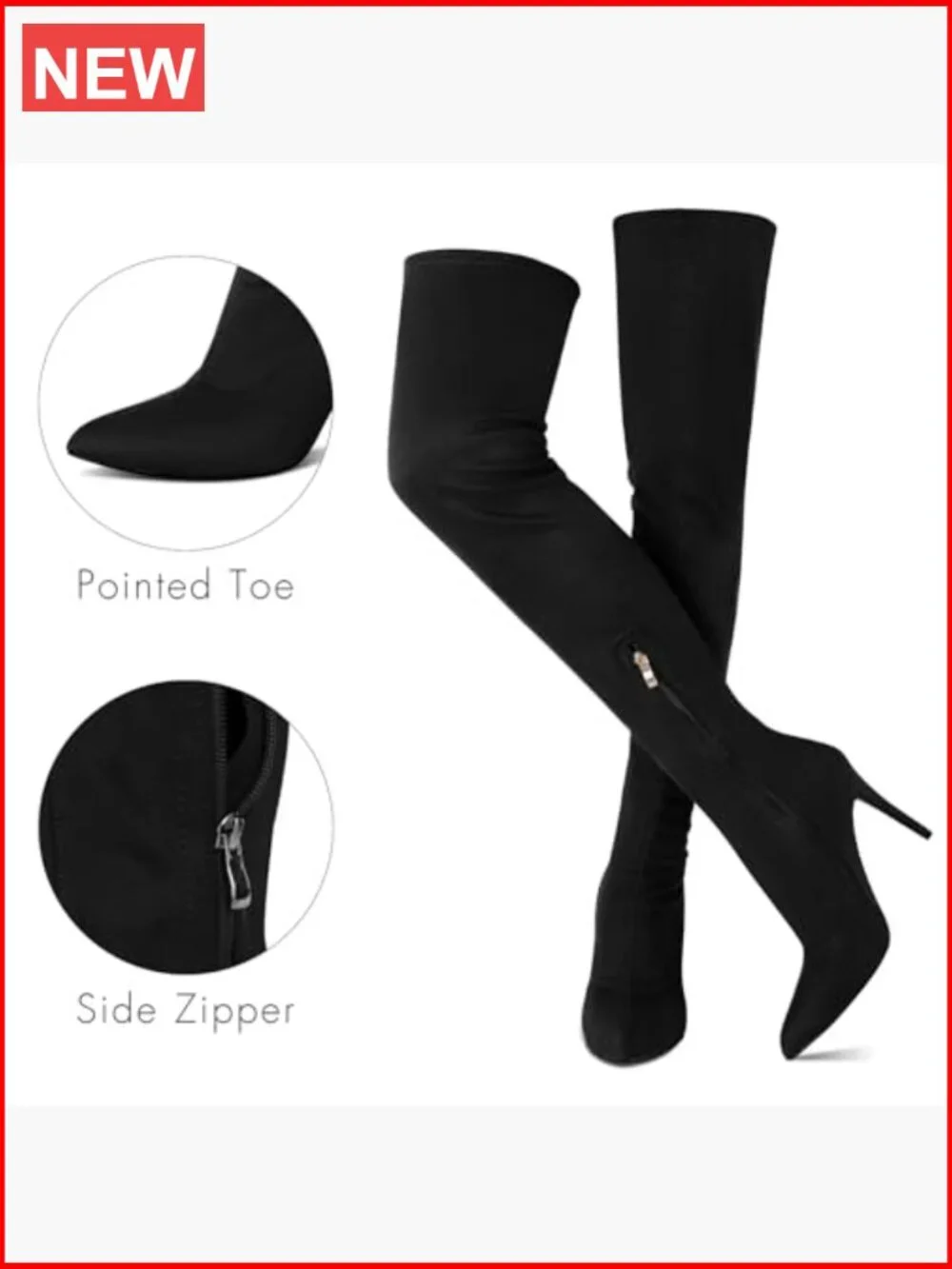 Stiletto Over the Knee Boots Side Zipper Faux Suede Pointed Toe